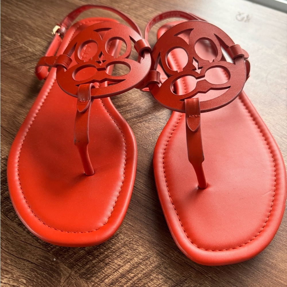 Coach sandals - burnt orange, size 9
